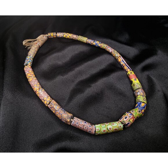 Antique African Trade Millefiori Glass Bead Necklace - Picture 2 of 4